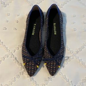 Rothy’s size 8 navy with shimmer and bright green